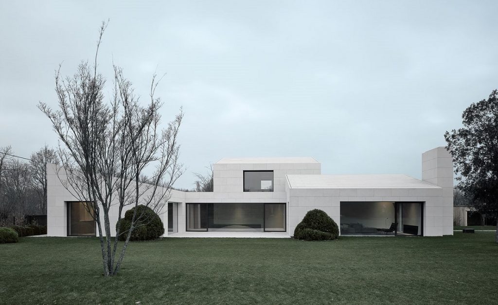 White stone in architecture