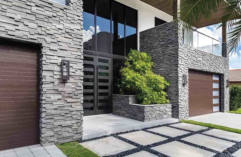 Black stone for facade