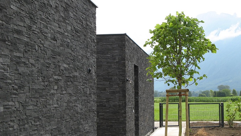 Black stone for facade
