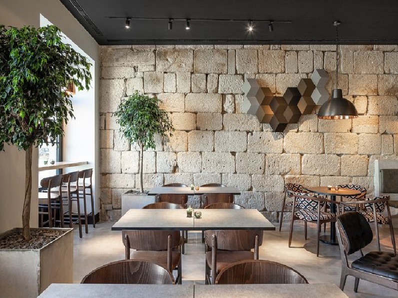 cafe decoration with stone